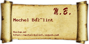 Mechel Bálint névjegykártya